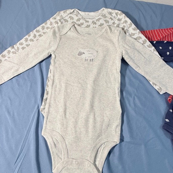 Carter's Baby Bodysuits 24 Months Lot 5 Cotton Animals Stripes Football - Picture 4 of 8